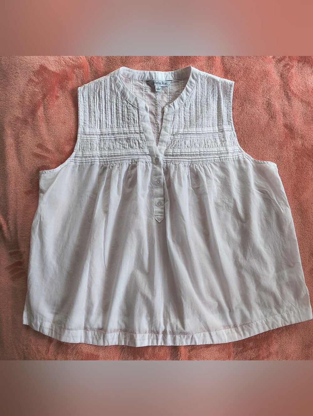 Cynthia Rowley Sleeveless Pintuck Cotton Top in Pale Pink